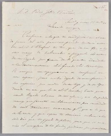 Primera imagen del registro Carta de Rafael Valdivieso a Pedro Félix Vicuña