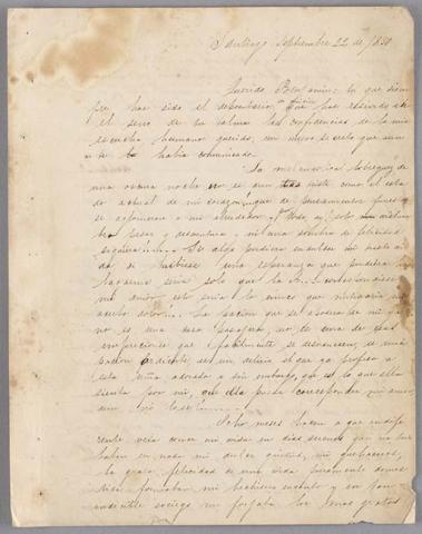 Primera imagen del registro Carta de Bernardo Vicuña a Benjamín Vicuña Mackenna