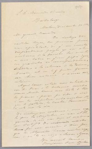 Primera imagen del registro Carta de Benjamín Vicuña Mackenna a Bernardo Vicuña