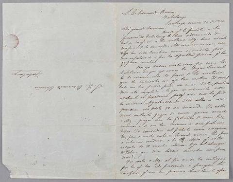 Primera imagen del registro Carta de Benjamín Vicuña Mackenna a Bernardo Vicuña
