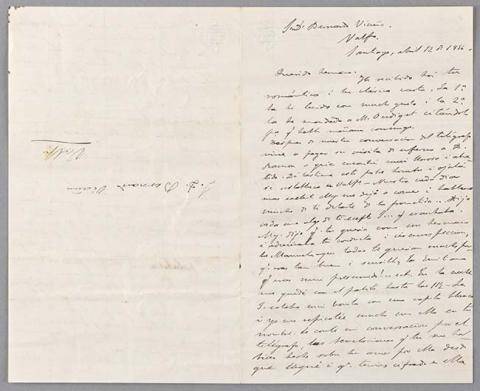 Primera imagen del registro Carta de Benjamín Vicuña Mackenna a Bernardo Vicuña