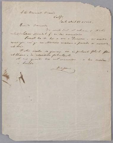 Primera imagen del registro Carta de Benjamín Vicuña Mackenna a Bernardo Vicuña