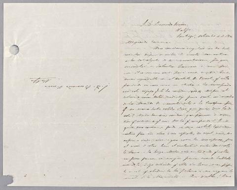 Primera imagen del registro Carta de Benjamín Vicuña Mackenna a Bernardo Vicuña
