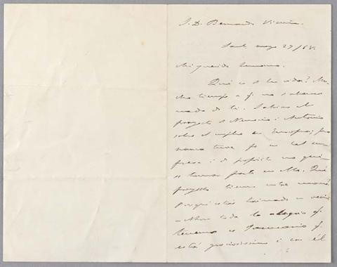 Primera imagen del registro Carta de Benjamín Vicuña Mackenna a Bernardo Vicuña