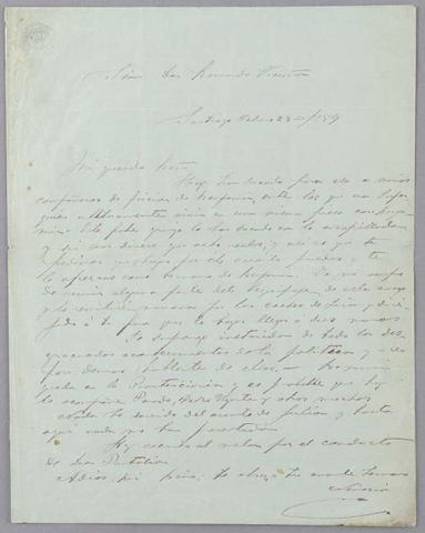 Primera imagen del registro Carta de Nemesio Vicuña a Bernardo Vicuña