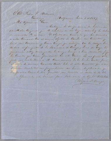 Primera imagen del registro Carta de Rafael de Orrego a Pedro Félix Vicuña