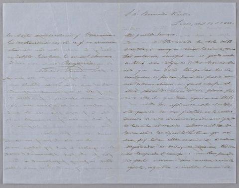 Primera imagen del registro Carta de Benjamín Vicuña Mackenna a Bernardo Vicuña