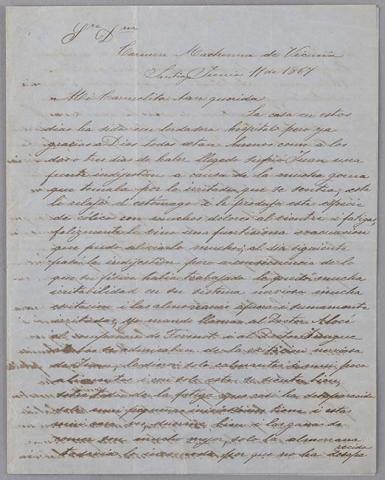Primera imagen del registro Carta de Carmen Vicuña a Carmen Mackenna