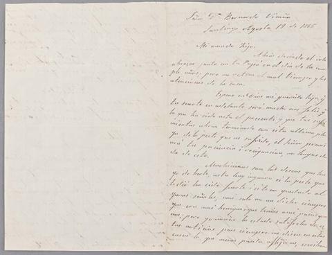 Primera imagen del registro Carta de Carmen Mackenna e hijas a Bernardo Vicuña