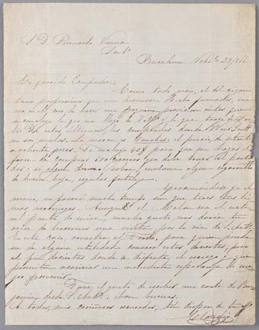 Primera imagen del registro Carta de Claudio a Bernardo Vicuña