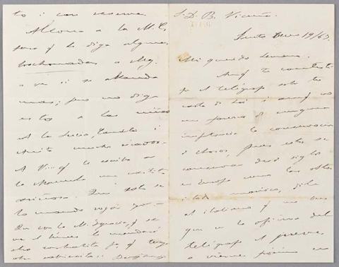 Primera imagen del registro Carta de Benjamín Vicuña Mackenna a Bernardo Vicuña