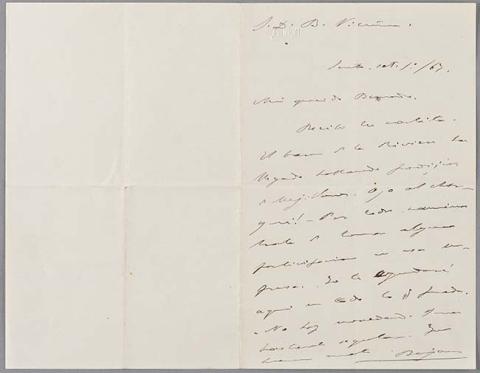 Primera imagen del registro Carta de Benjamín Vicuña Mackenna a Bernardo Vicuña