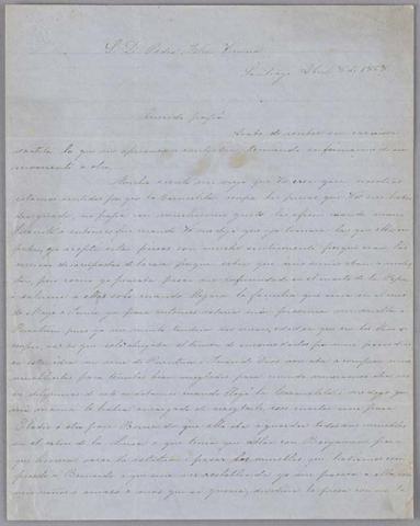 Primera imagen del registro Carta de Dolores Vicuña a Pedro Félix Vicuña