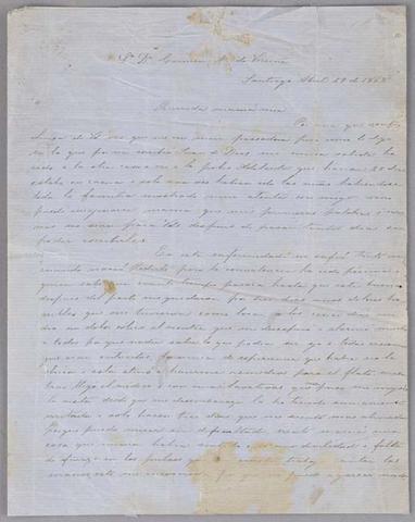 Primera imagen del registro Carta de Dolores Vicuña a Carmen Mackenna