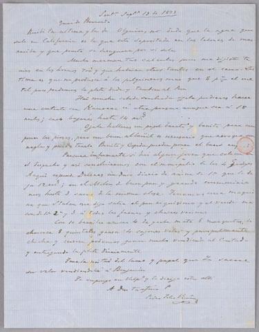 Primera imagen del registro Carta de Pedro Félix Vicuña a Bernardo Vicuña
