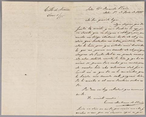 Primera imagen del registro Carta de Carmen Mackenna a Bernardo Vicuña