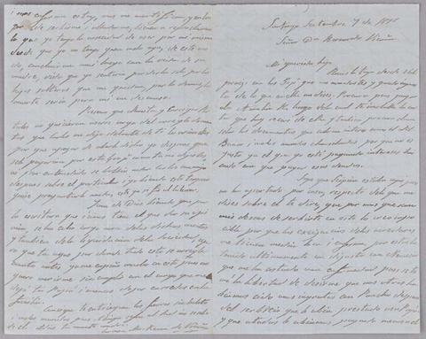 Primera imagen del registro Carta de Carmen Mackenna a Bernardo Vicuña