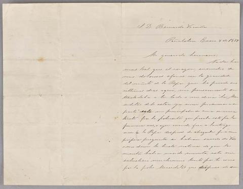 Primera imagen del registro Carta de Dolores Vicuña a Bernardo Vicuña