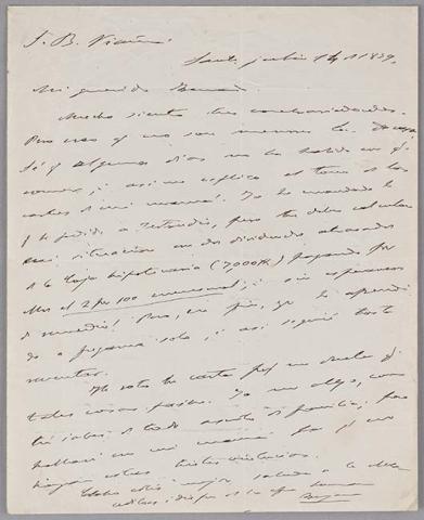 Primera imagen del registro Carta de Benjamín Vicuña Mackenna a Bernardo Vicuña