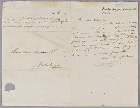 Primera imagen del registro Carta de Benjamín Vicuña Mackenna a Bernardo Vicuña