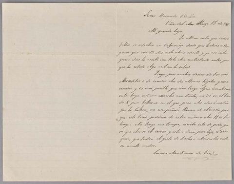 Primera imagen del registro Carta de Carmen Mackenna a Bernardo Vicuña