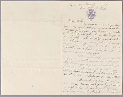Primera imagen del registro Carta de Carmen Mackenna a Bernardo Vicuña