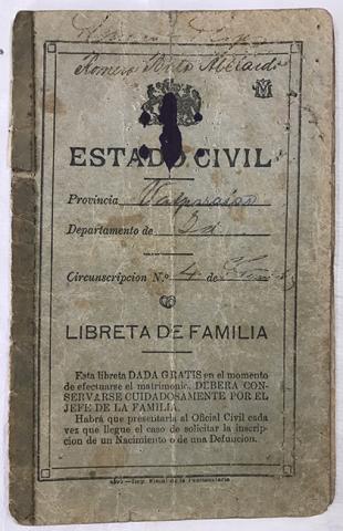 Primera imagen del registro Libreta de familia. Estela Rojas y Abelardo Romero
