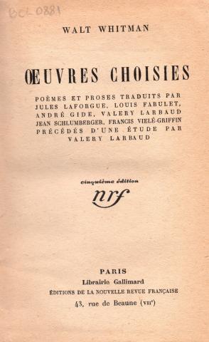 Primera imagen del registro Oeuvres Choisies