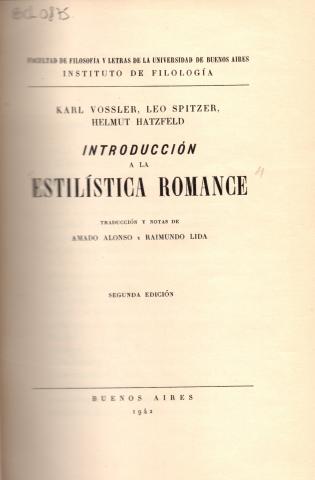 Primera imagen del registro Introducción a la estilística Romance