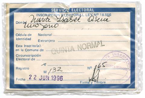 Primera imagen del registro Tarjeta de Inscripción Electoral de María Isabel Ascui Moyano