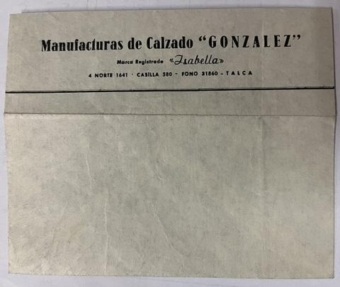 Primera imagen del registro Sobre de Manufacturas de Calzado "GONZALEZ"