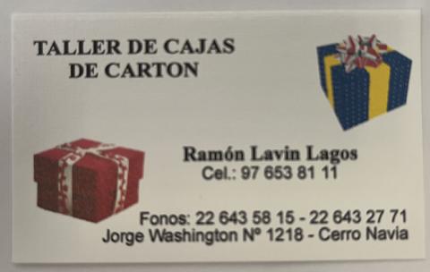Primera imagen del registro Caja y Tarjetas de Ramon Lavín Lagos. Taller de Cajas de Cartón.