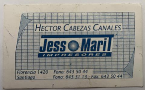 Primera imagen del registro Tarjeta de Héctor Cabeza Canales. Jess Maril Impresores
