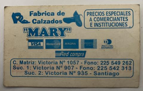 Primera imagen del registro Tarjeta Fábrica de Calzados Mary