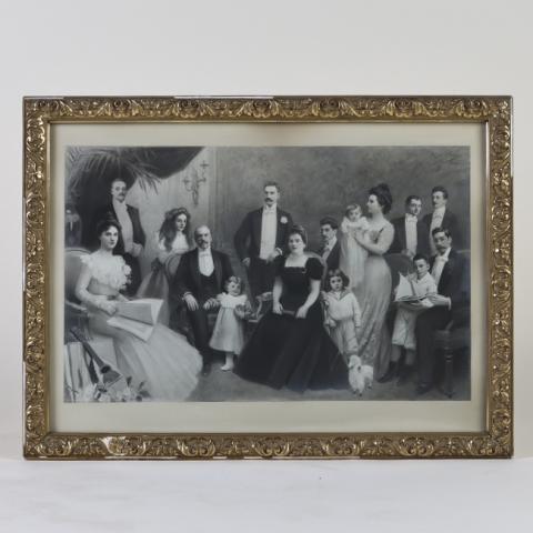 Primera imagen del registro Dibujo a grafito de la familia Menéndez Behety - Braun Menéndez