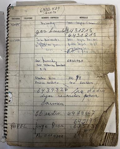 Primera imagen del registro Agenda telefónica de Valentina Parra con documentación adjunta