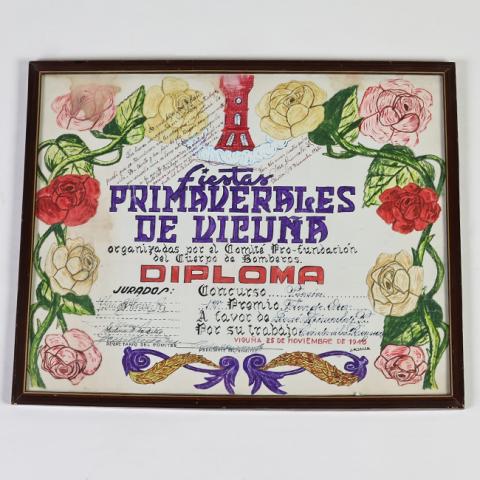 Primera imagen del registro Diploma fiestas primaverales de Vicuña
